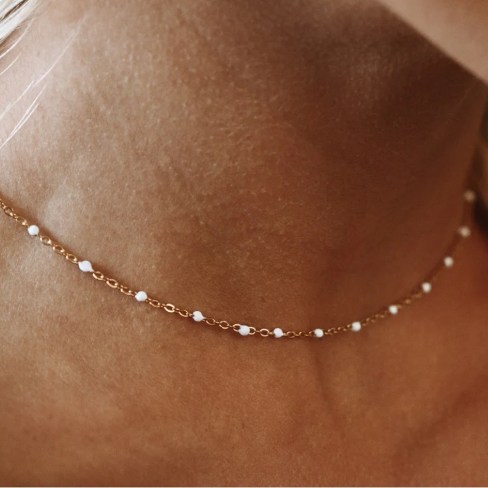 Atolea 18K Gold & White Beaded Choker